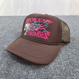 Broken Promises Hat Skull Trucker Cap Adjustable Brown Skate Streetwear‎